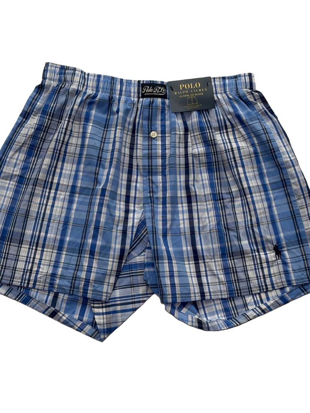 Polo Ralph Lauren Blue Plaid Boxer Shorts Underwear Men’s Sz M NWT